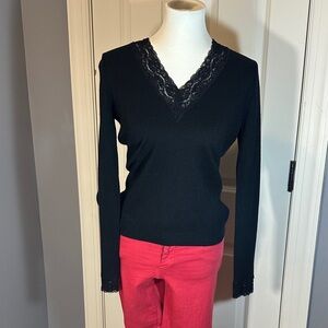Lauren Ralph Lauren Black Beaded silk cashmere blend sweater